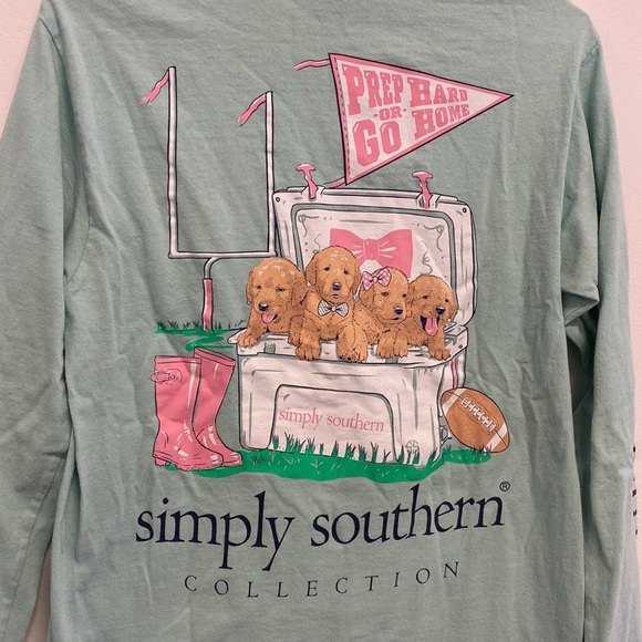 Simply Southern “prep hard or go home” teal long sleeve - Picture 2 of 6